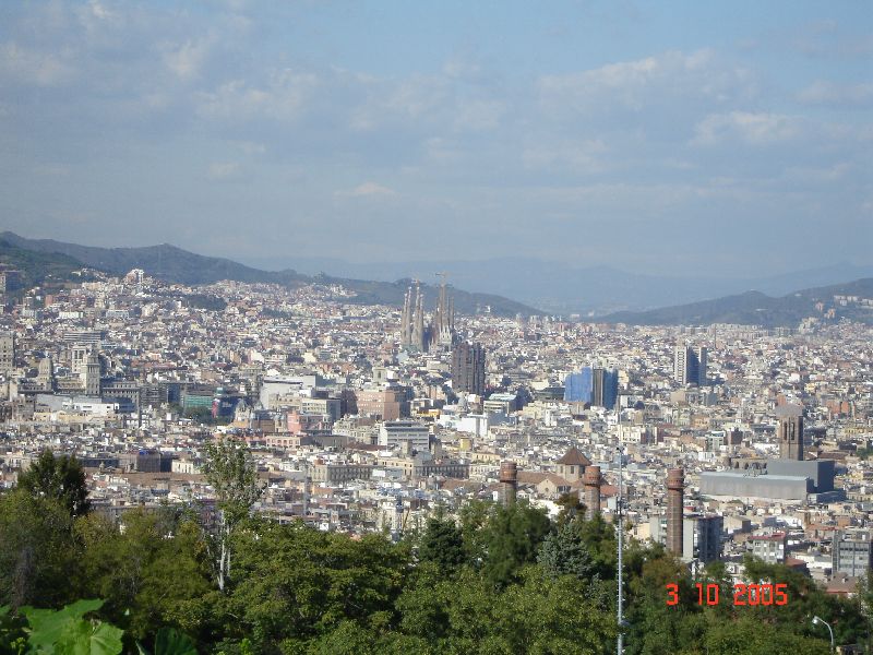 Vue de la ville de Barcelone de la colline du Montjuïc, Espagne