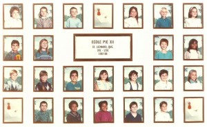 Voici d'ailleurs la photo officielle de sa classe, toujours à l'école Pie XII de Saint-Léonard.