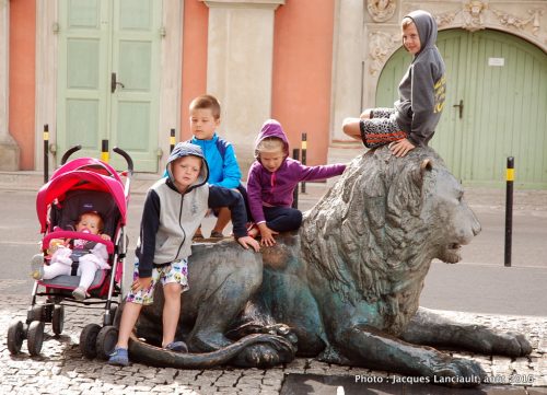 Fontaine aux quatre lions, Gdańsk, Pologne