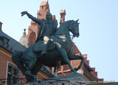 Statue équestre de Tadeusz Kościuszko, cathédrale de Cracovie, Cracovie, Pologne