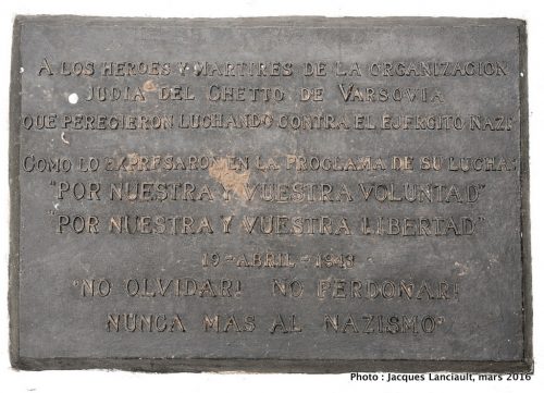 Monument aux héros et martyrs du ghetto de Varsovie, Parque del Centenario, Buenos Aires, Argentine