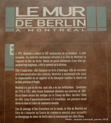 Segment du Mur de Berlin, Montréal, Québec