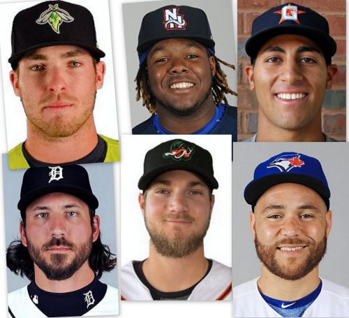 Raphael Gladu, Vladimir Guerrero jr, Abraham Toro-Hernandez, Phillippe Aumont, Charles Leblanc et Russell Martin