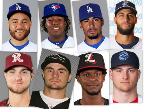 Russell Martin, Vladimir Guerrero jr, Jesen Therrien, Abraham Toro-Hernandez, Charles Leblanc, Jonathan Lacroix Otto Ariel Lopez et Benjamin Pelletier