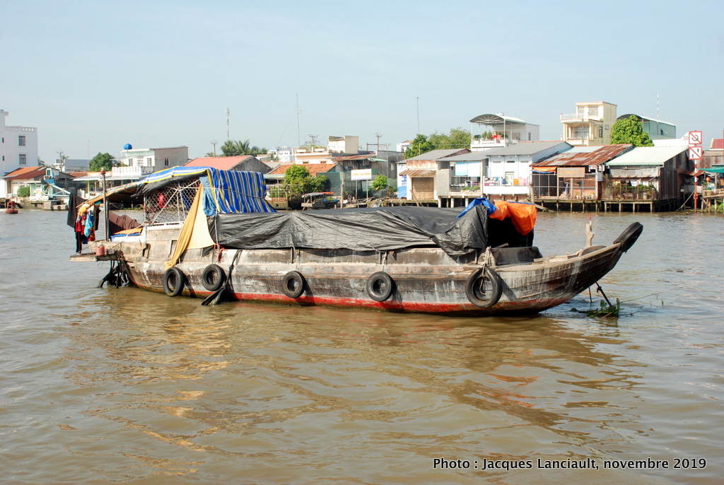 Bateau-habitation, fleuve Mékong, Vietnam