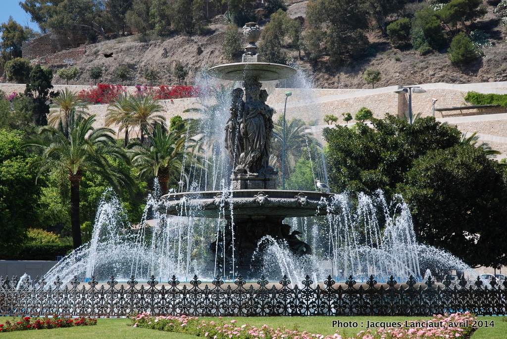 Fontaine des Trois Grâces, Paseo del Parque, Málaga, Espagne