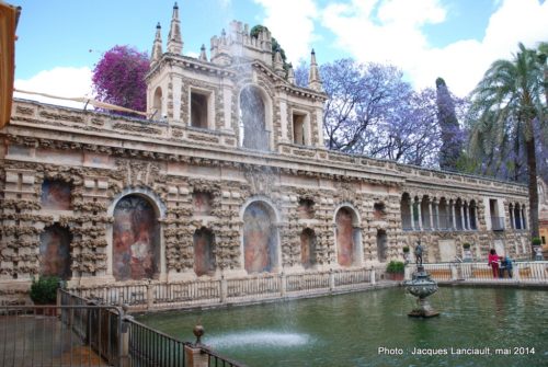 Bassin de Mercure, Real Alcázar, Séville, Andalousie, Espagne