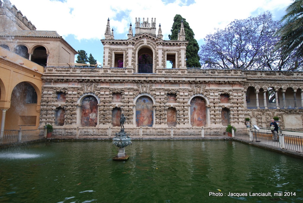 Bassin de Mercure, Alcazar royal, Séville, Andalousie, Espagne