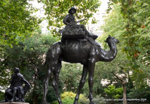 Mémorial de l’Imperial Camel Corps, Victoria Embankment Gardens, Londres, Royaume-Uni