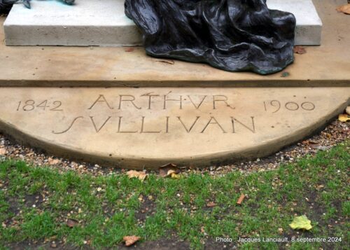 Mémorial d’Arthur Sullivan, Victoria Embankment Gardens, Londres, Royaume-Uni
