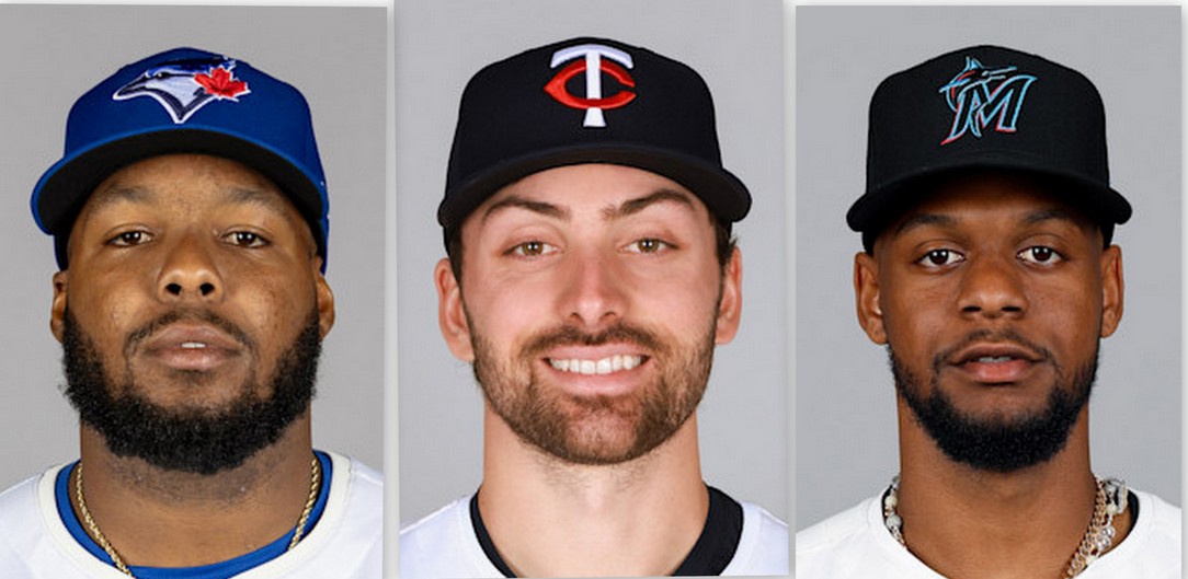Vladimir Guerrero jr (Blue Jays de Toronto), Édouard Julien (Twins du Minnesota) et Otto López (Marlins de Miami)