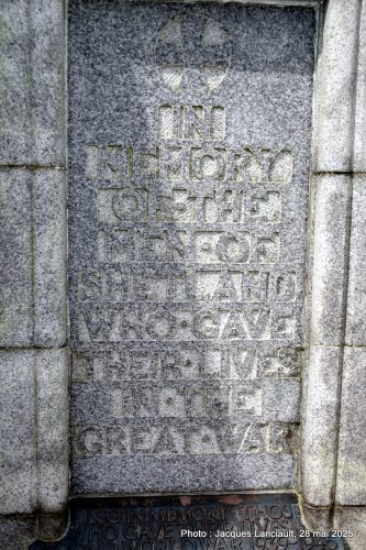 Mémorial de guerre, Lerwick, îles Shetland, Écosse, Royaume-Uni