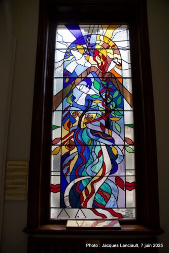 Vitrail, hall d’entrée, Hôtel de Ville, Belfast, Irlande du Nord, Royaume-Uni