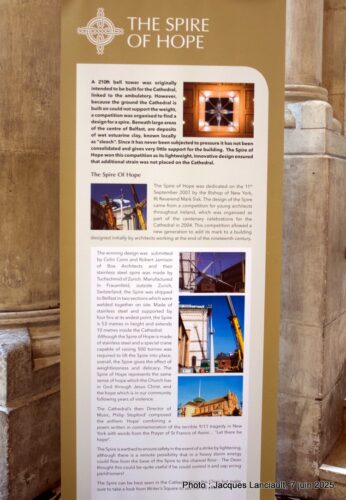 Flèche de l’Espoir, cathédrale Sainte-Anne, Belfast, Irlande du Nord, Royaume-Uni