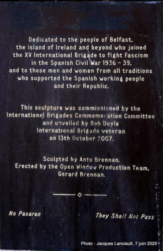 Monument ¡No pasarán!, Belfast, Irlande du Nord, Royaume-Uni
