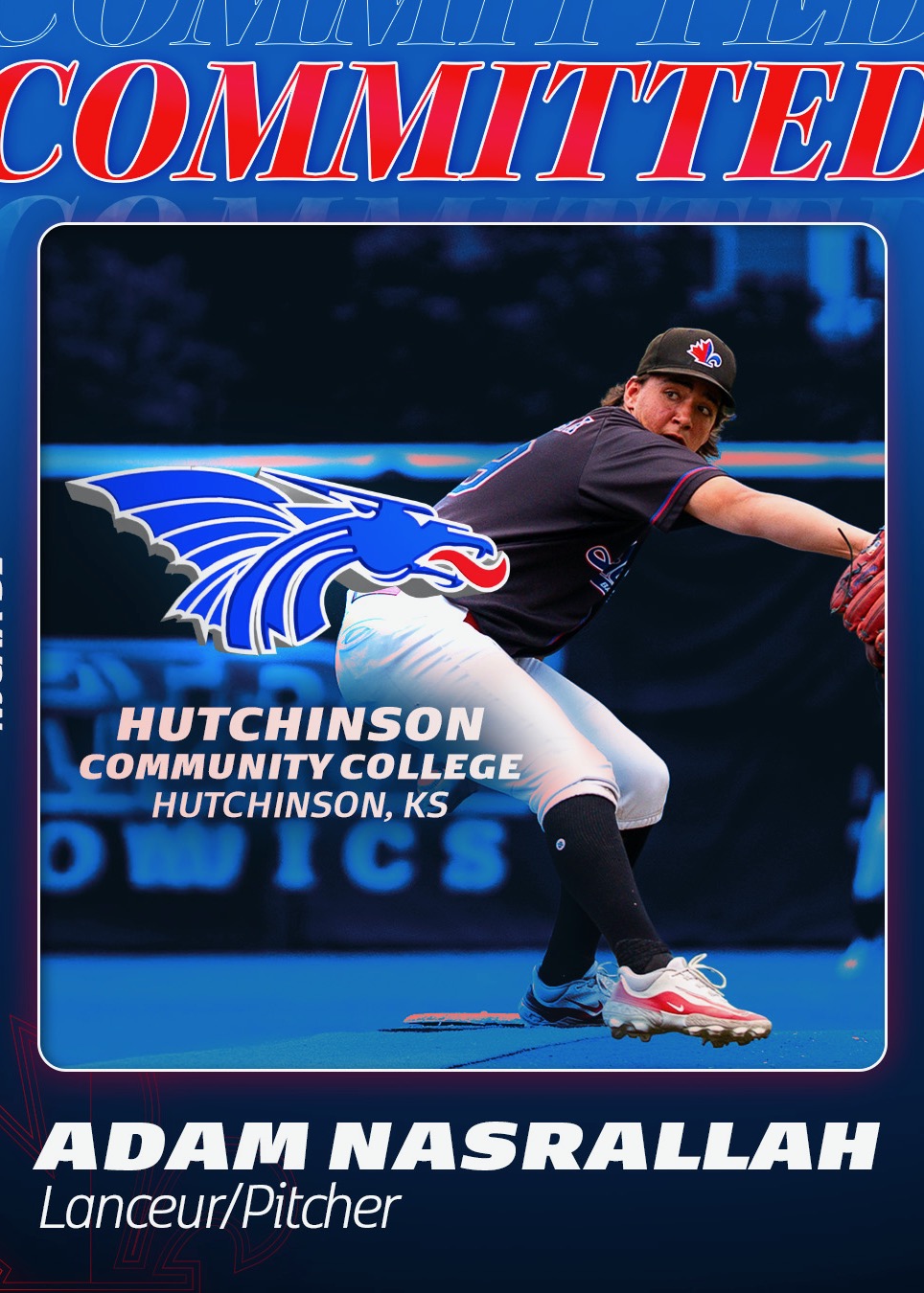 Le baseballeur québécois Adam Nasrallah joint les rangs du Collège Hutchinson du Kansas!
