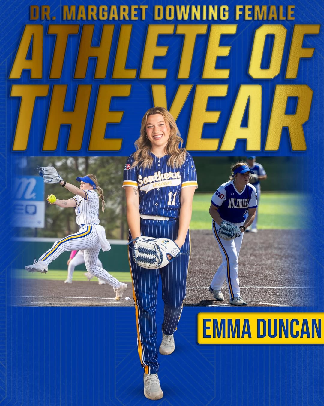 Le prestigieux prix de « l’athlète féminine de l’année » à l’université Southern Arkansas remis à Emma Duncan!