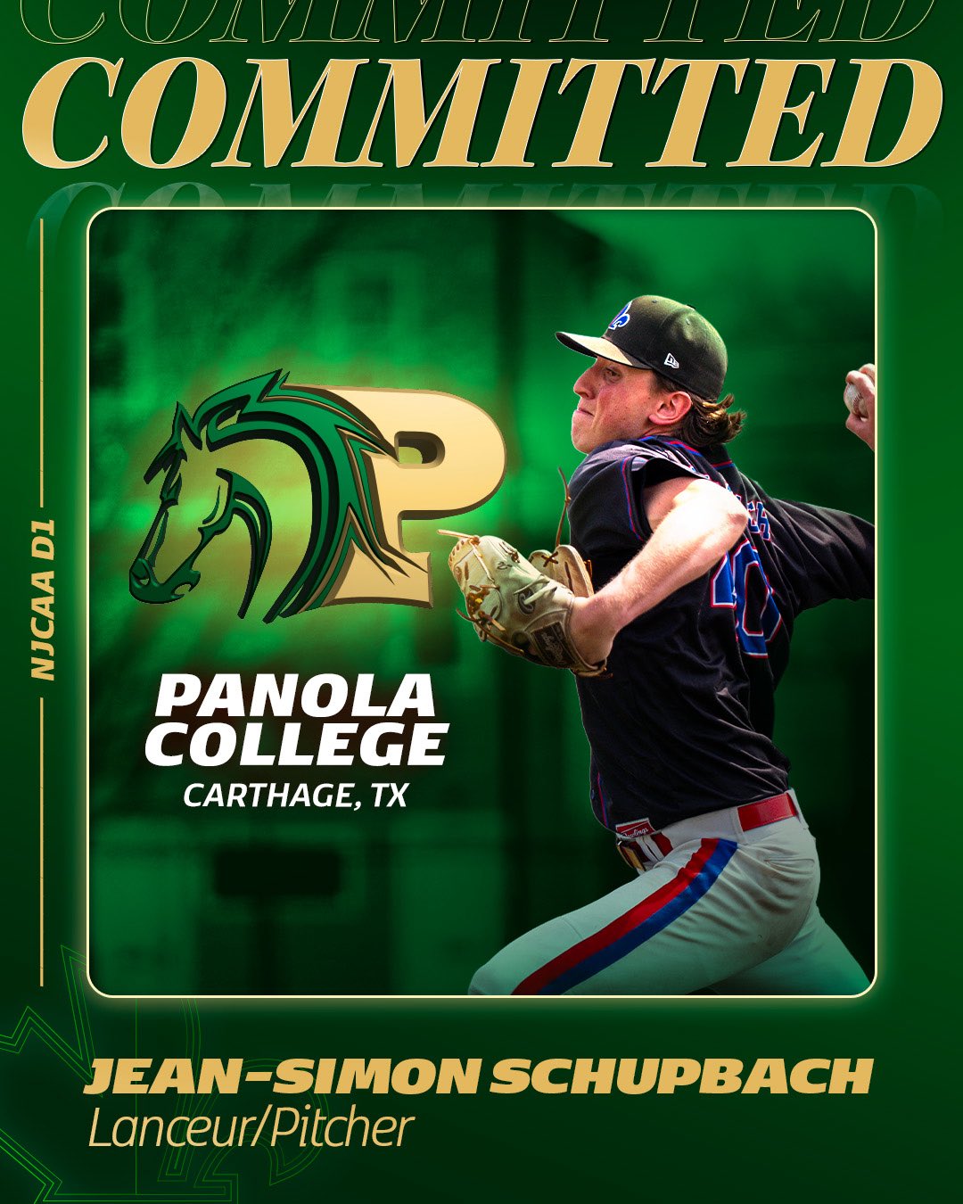 Jean-Simon Schupbach poursuivra ses études et sa carrière de baseballeur au College Panola du Texas !