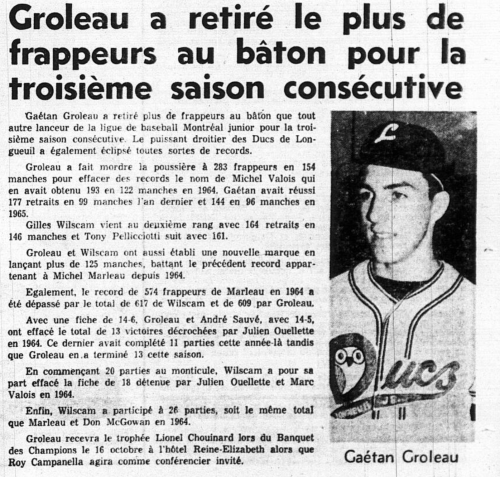 Gaétan Groleau, Ducs de Longueuil, Ligue de baseball Montréal junior